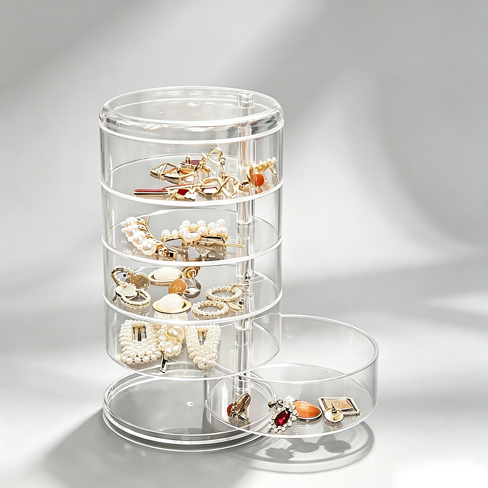 Clear Acrylic Rotating Jewelry Organizer Multi-Tier Accessory Display.