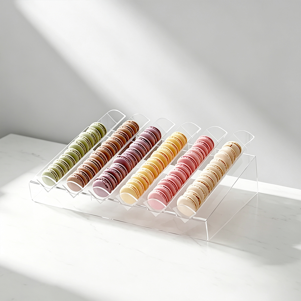 Clear Acrylic Macaron Display Stand Multi-Slot Pastry Serving Tray