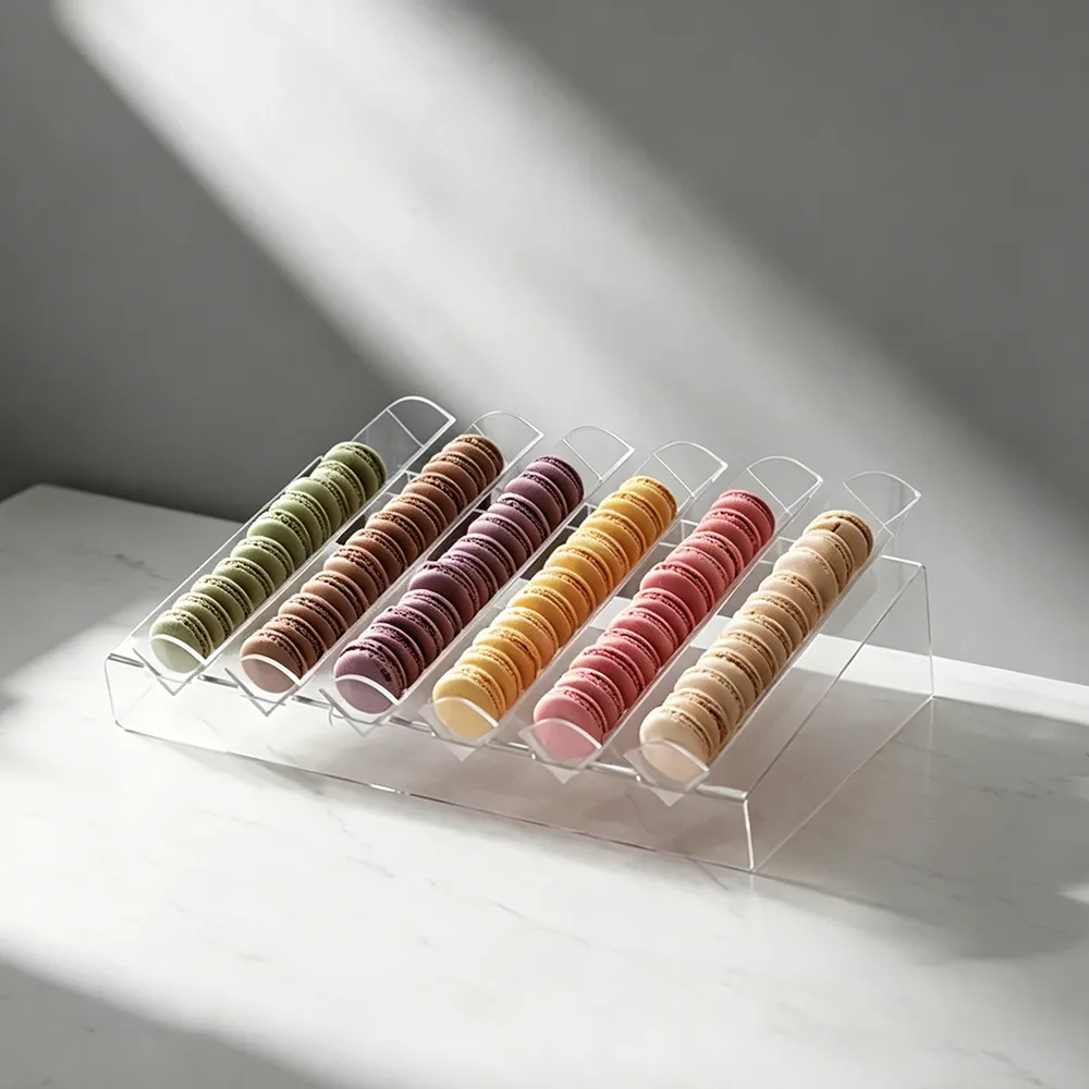 Clear Acrylic Macaron Display Stand Multi-Slot Pastry Serving Tray