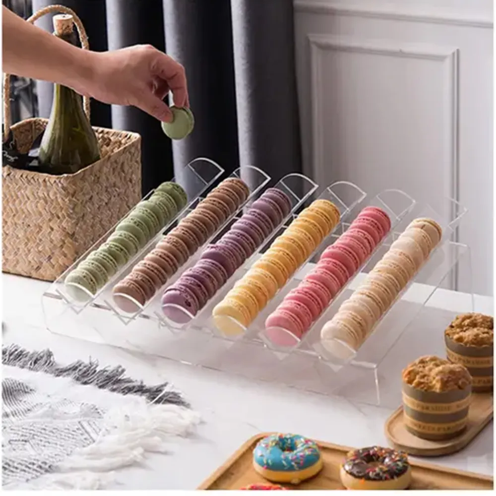 Clear Acrylic Macaron Display Stand Multi-Slot Pastry Serving Tray.