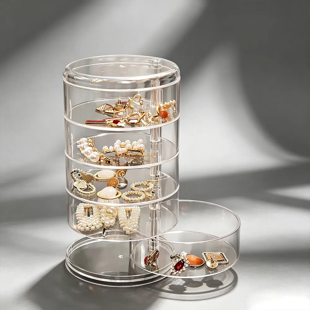 Clear Acrylic Rotating Jewelry Organizer Multi-Tier Accessory Display.