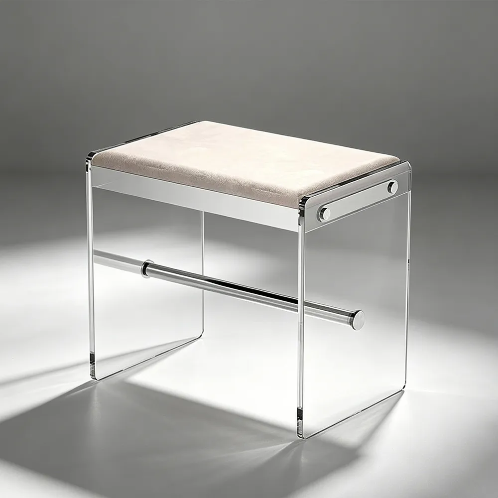 Clear Acrylic Stool with Metal Reinforcement