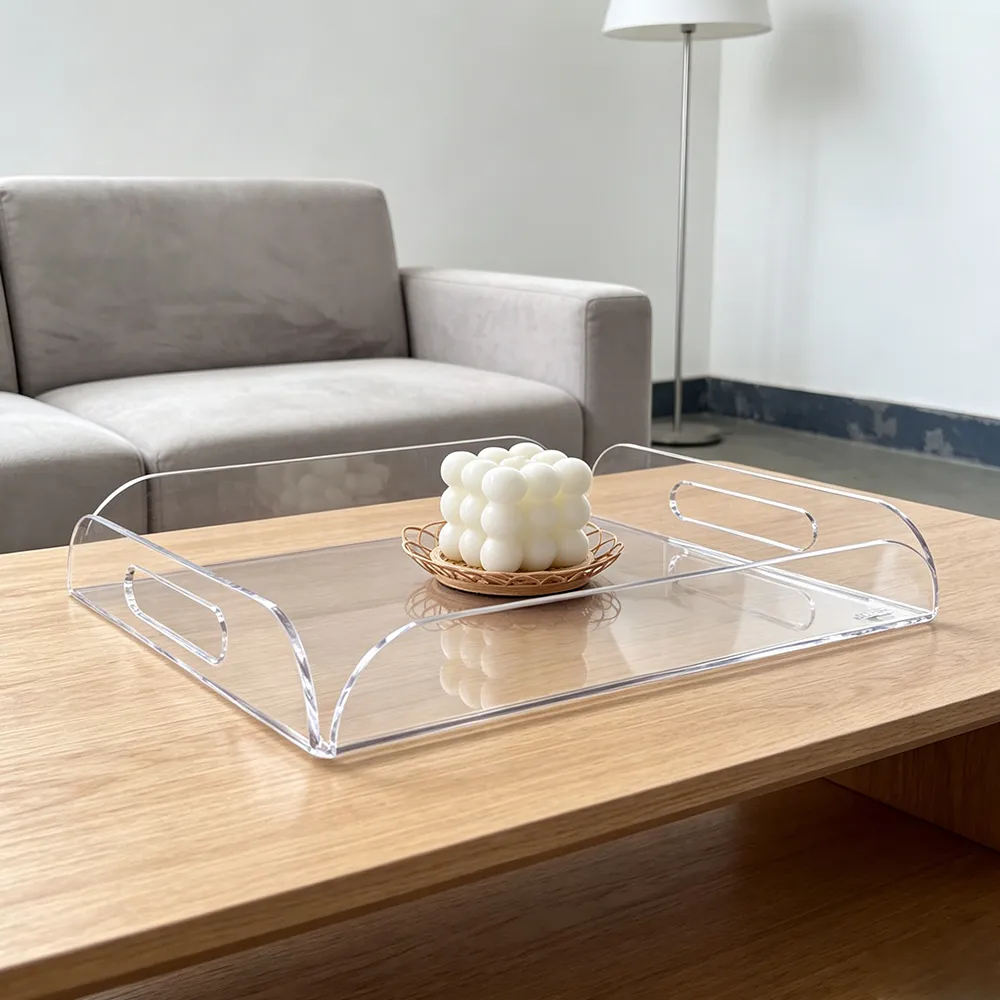 Clear Acrylic Tray with Handles Luxury Large-Capacity Organizer.