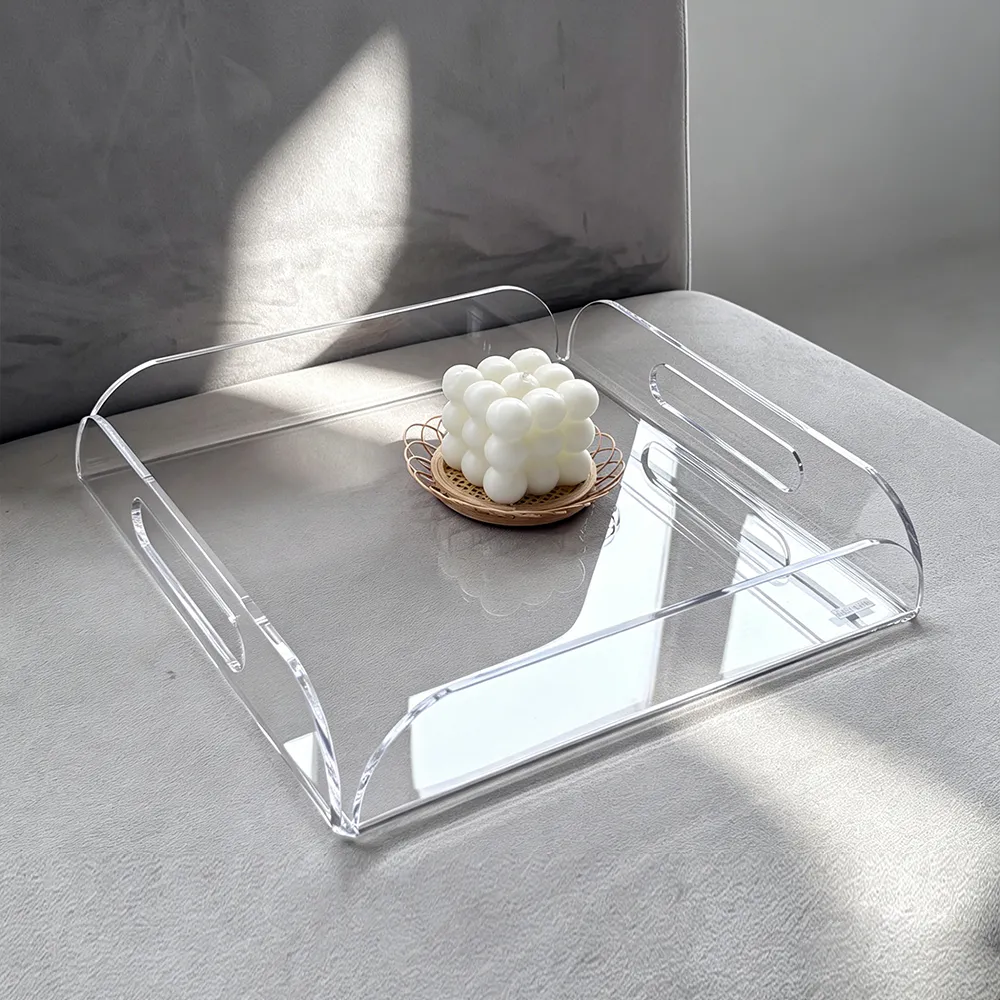 Clear Acrylic Tray with Handles Luxury Large-Capacity Organizer