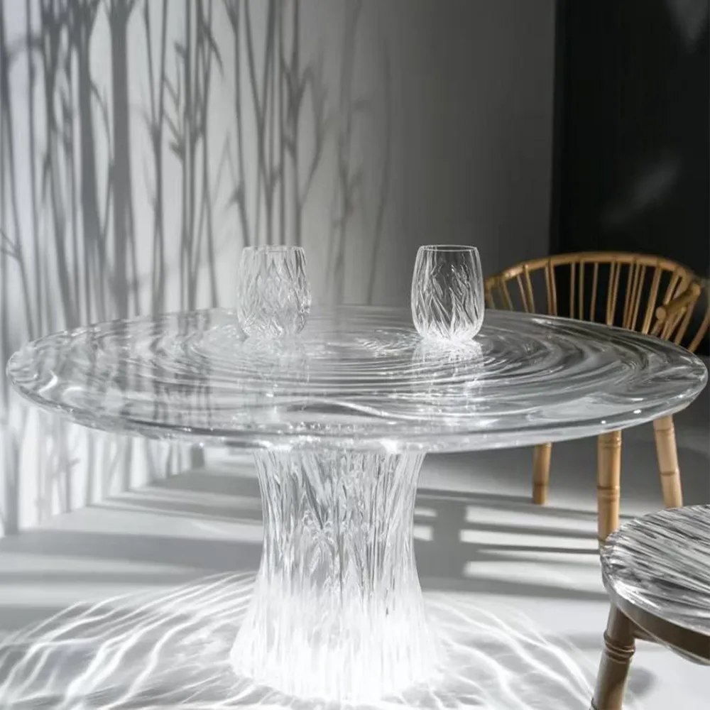 Clear Acrylic Water-Ripple Dining Table
