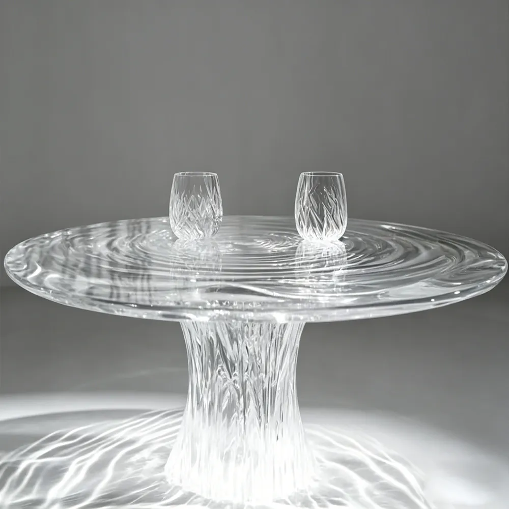 Clear Acrylic Water-Ripple Dining Table.