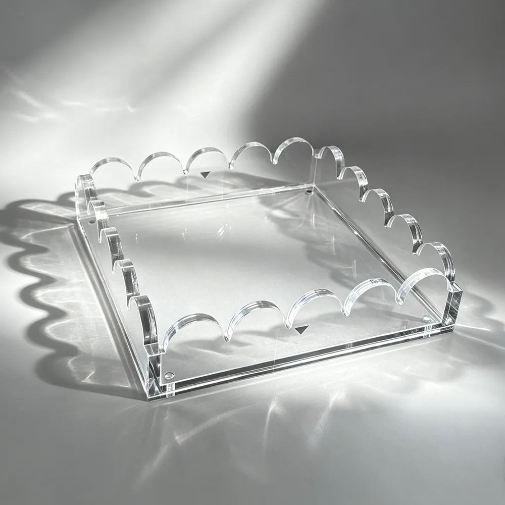Clear Acrylic Wavy-Edge Tray Luxury Storage Organizer