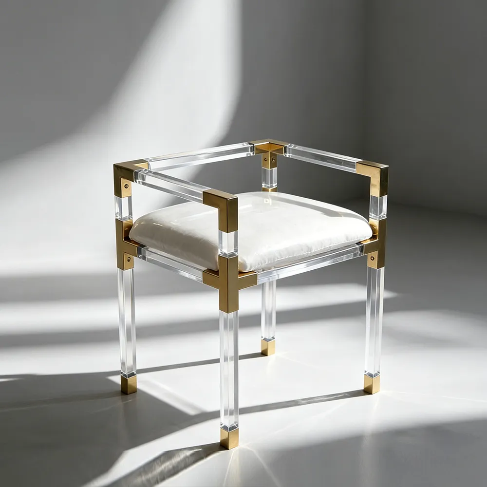 Luxury Acrylic & Gold Accent Chair