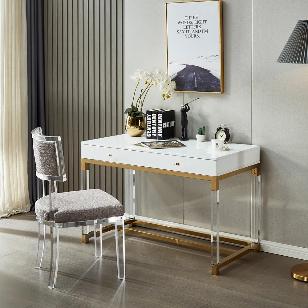 Luxury Acrylic & Gold Desk.