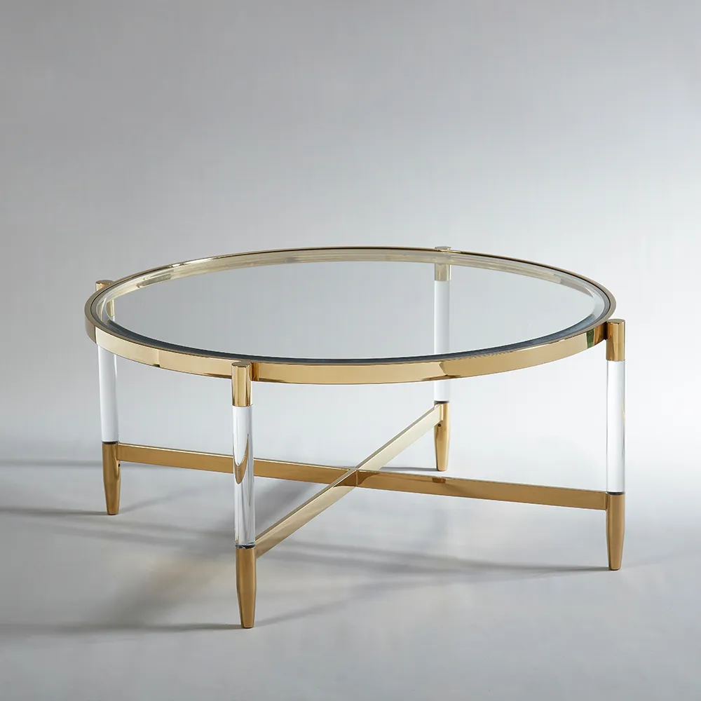 Luxury Round Acrylic & Gold Coffee Table