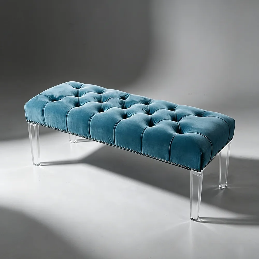 Luxury Velvet & Acrylic Bench