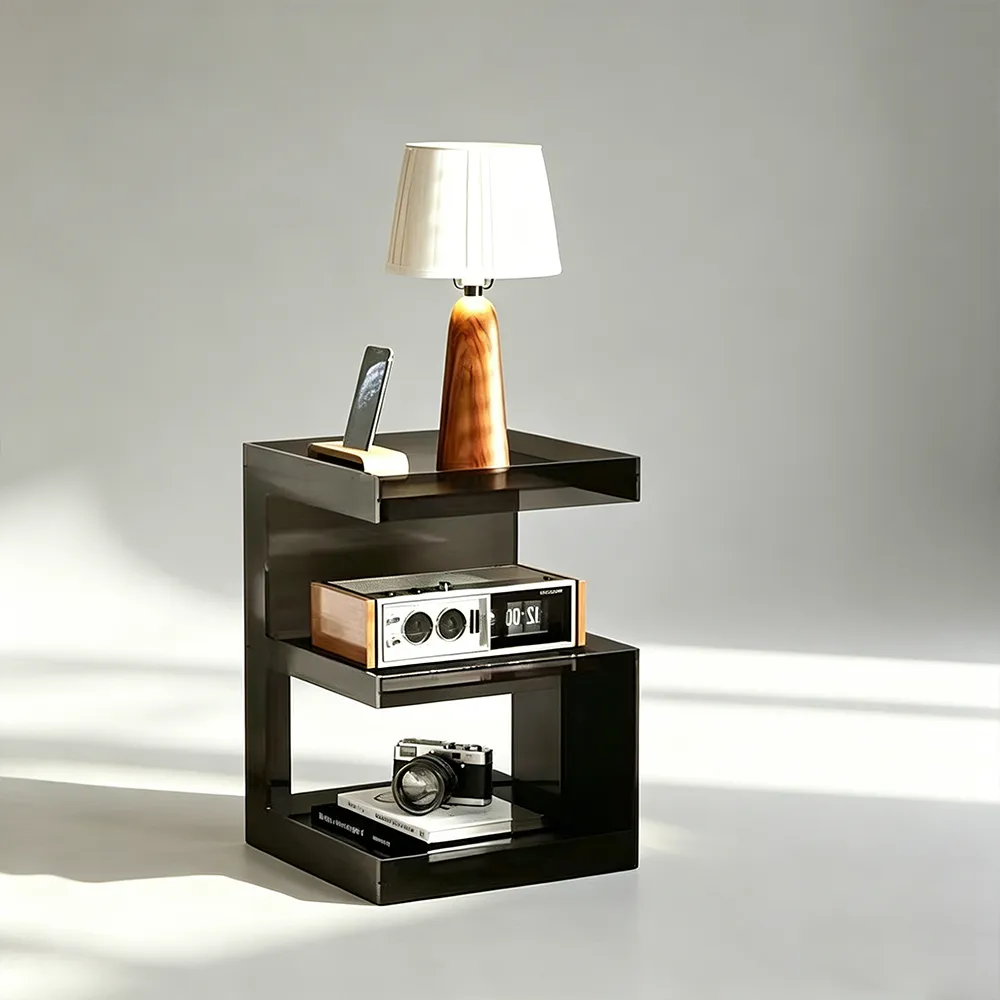 Modern Stacked Nightstand with Storage