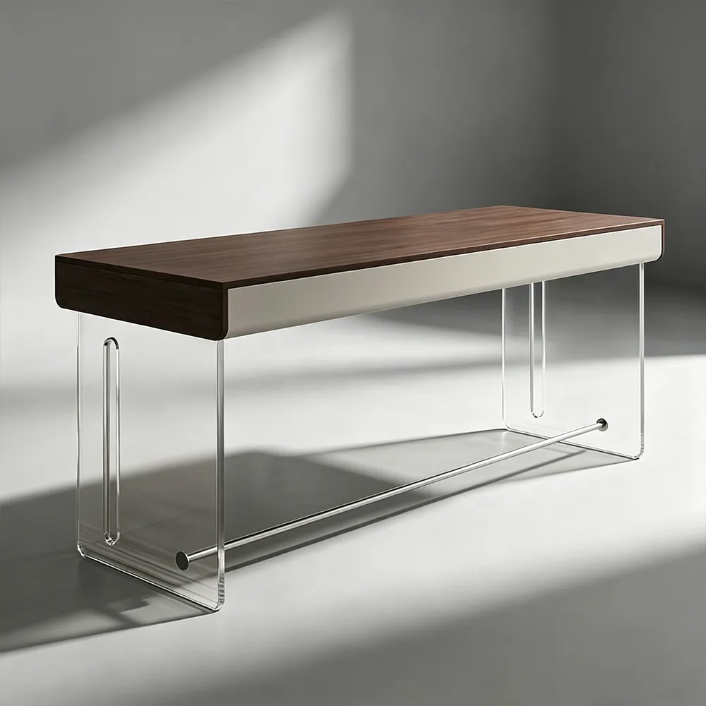 Walnut & Acrylic Floating Desk