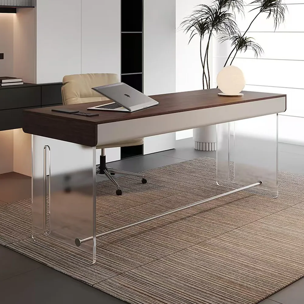 Walnut & Acrylic Floating Desk.