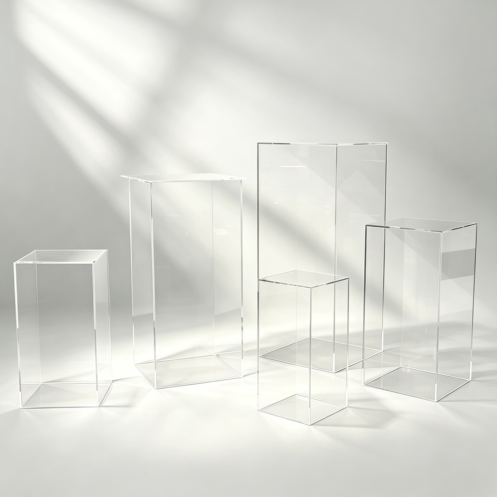 Clear Acrylic Square Display Pedestal Dessert Table & Event Stand.