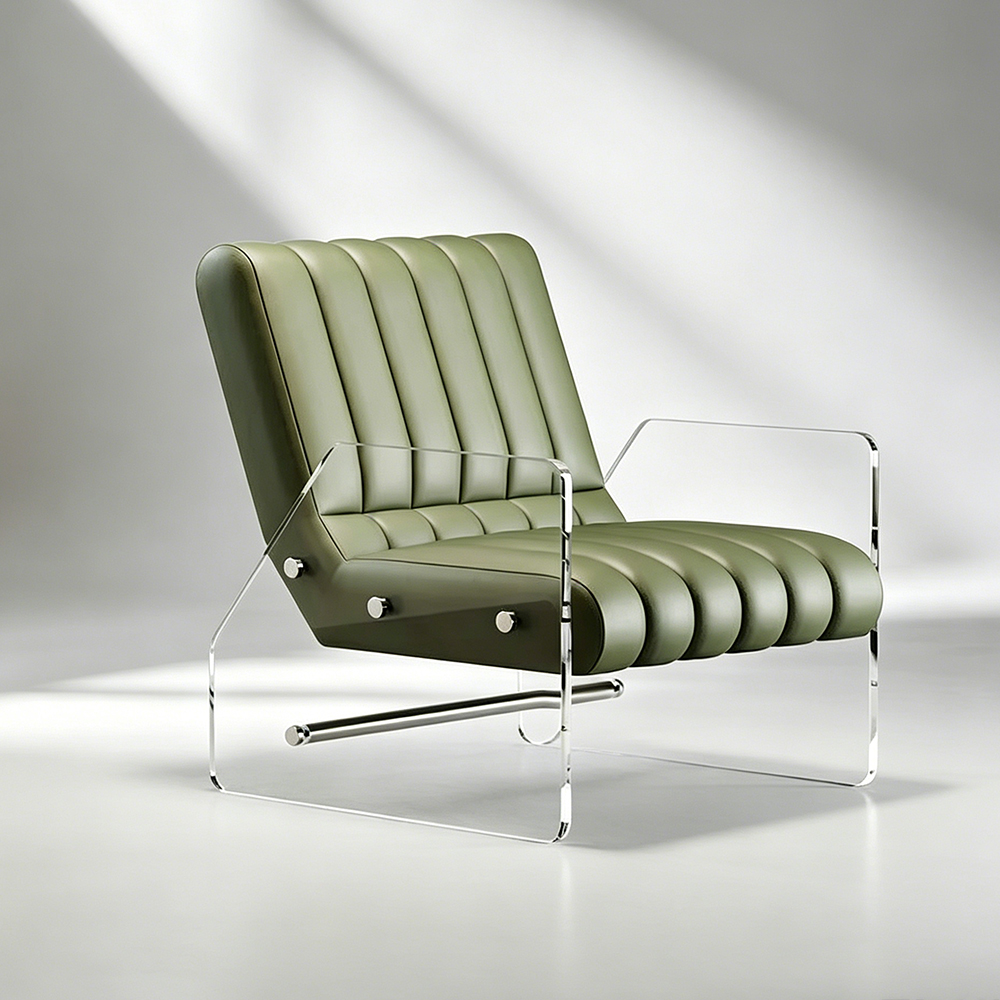 Modern Luxury Clear Acrylic Frame Lounge Chair, Living Room Accent Armchair, Factory Custom Wholesale
