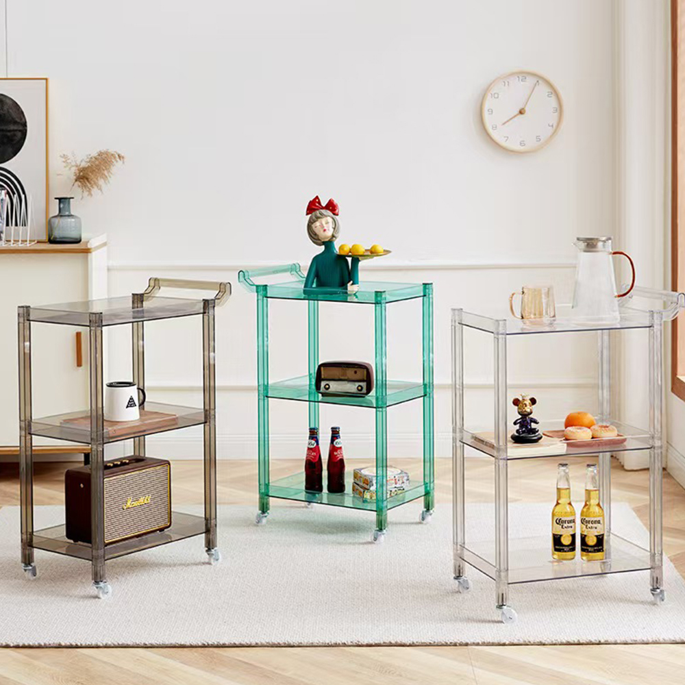 Clear Acrylic 3-Tier Bar Cart