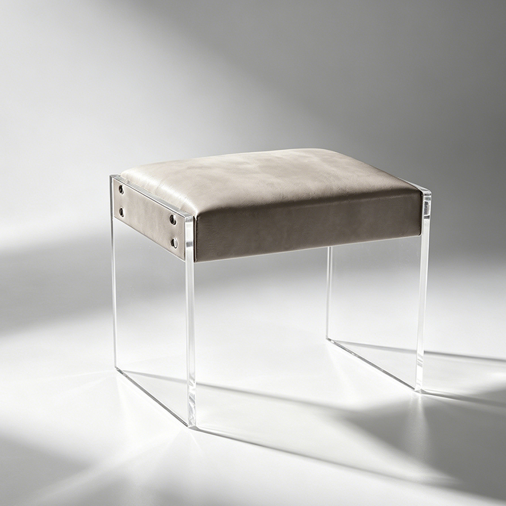 Modern Minimalist Clear Acrylic Vanity Stool, Living Room Ottoman, Factory Custom Wholesale