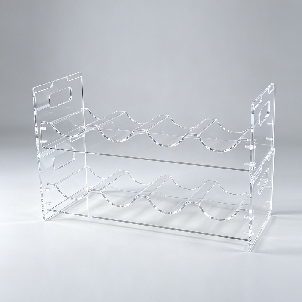 2-Tier Clear Acrylic Wine Bottle Rack | Wholesale Bar & Kitchen Storage Organizer