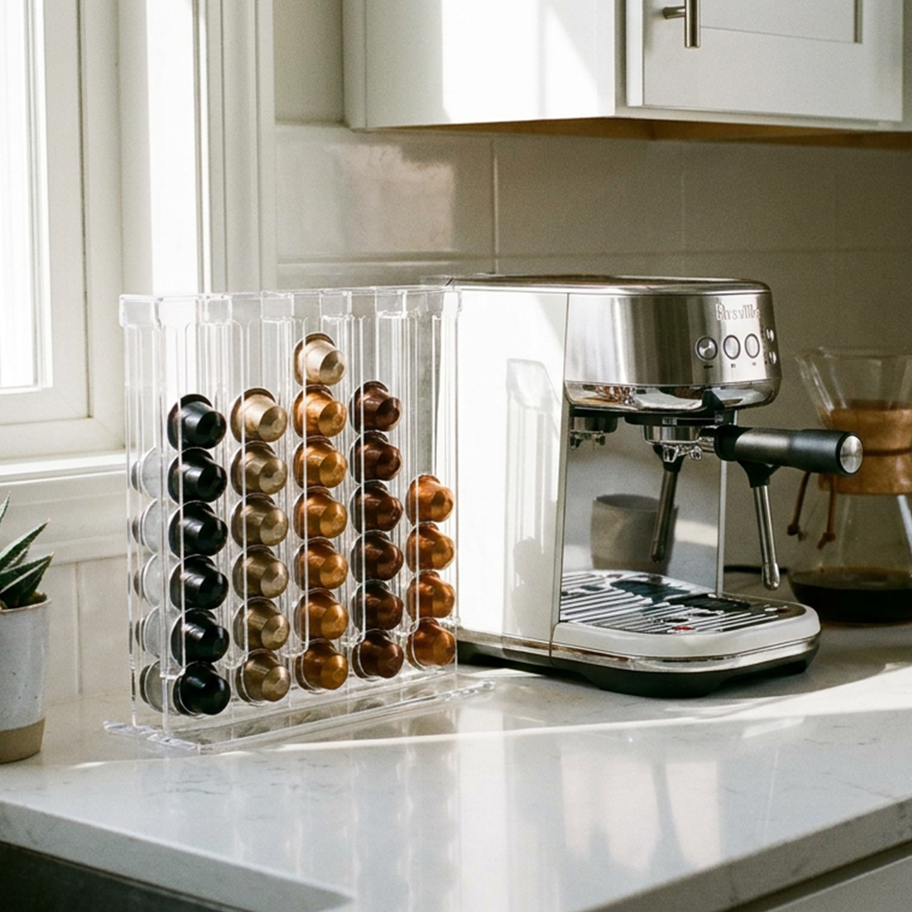 Clear Acrylic Coffee Capsule Holder | Custom Wholesale Nespresso Pod Organizer