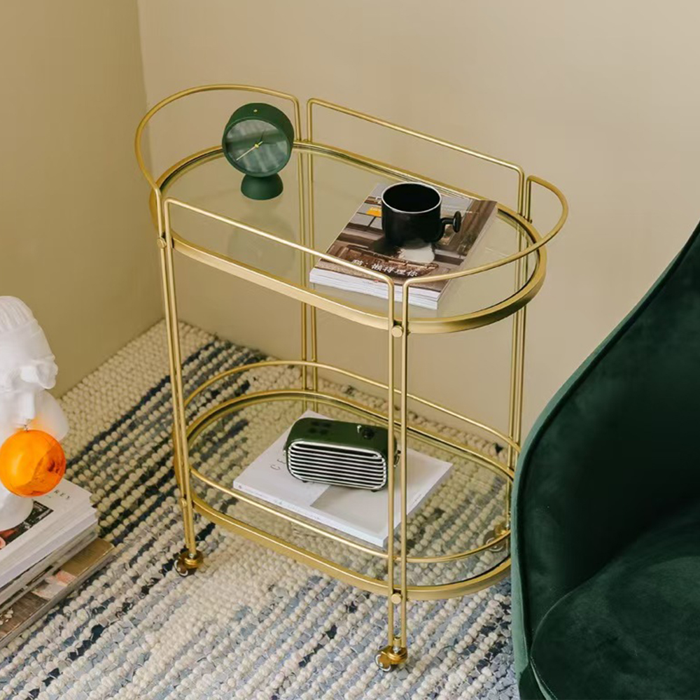 Gold Glass Oval Bar Cart