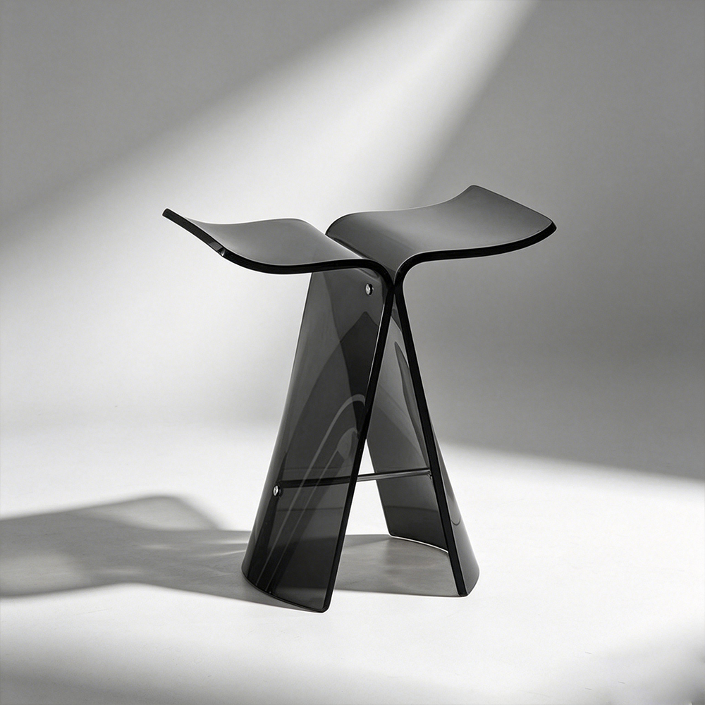 Smoke Grey Acrylic Butterfly Stool