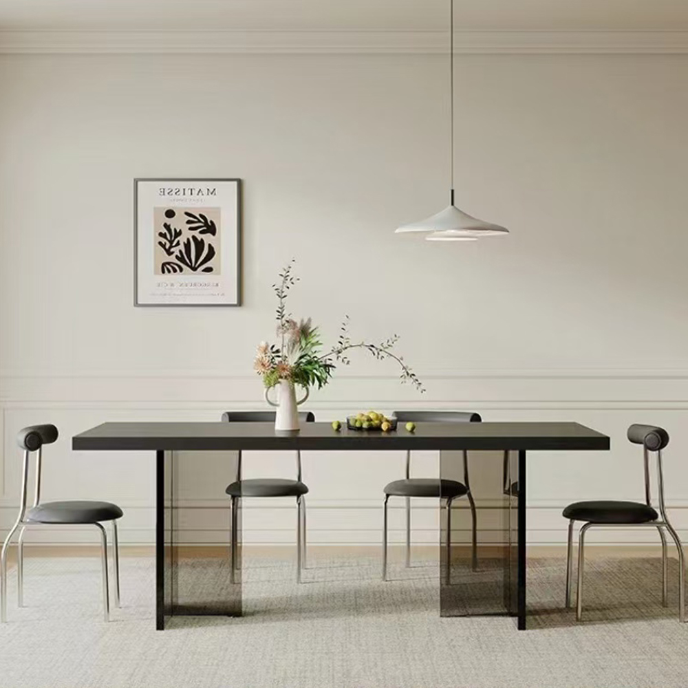 Modern Luxury Clear Acrylic Leg Rectangular Dining Table, Home Office Conference Desk, Factory Custom Wholesale