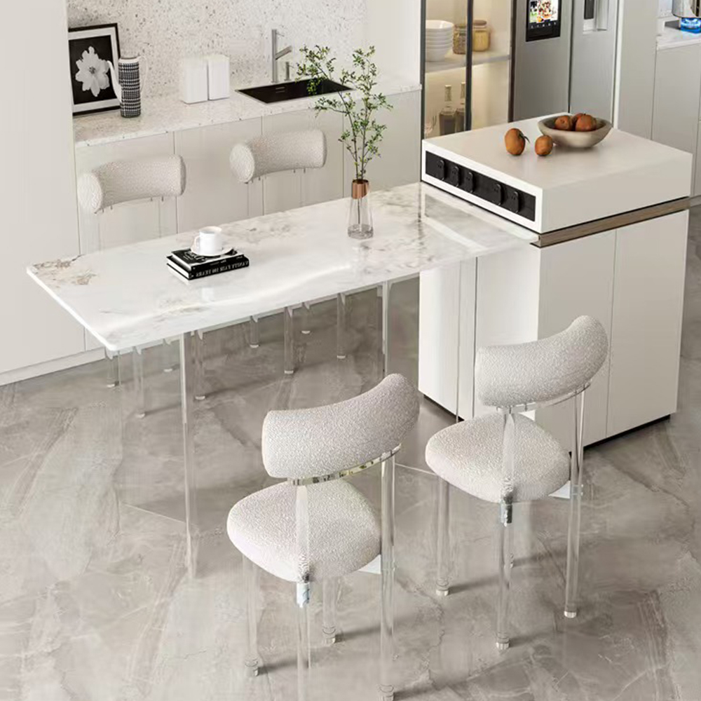 Minimalist Modern Kitchen Island Extension Desk, Clear Acrylic Leg Home Office Table, Factory Custom Wholesale