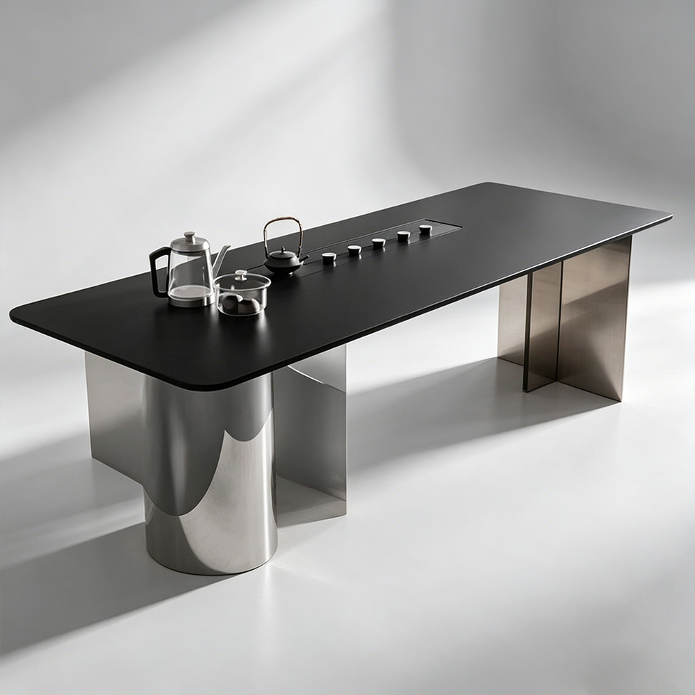 Home Office Integrated Tea Desk, Stainless Steel Base Conference Tea Table, Factory Custom Wholesale