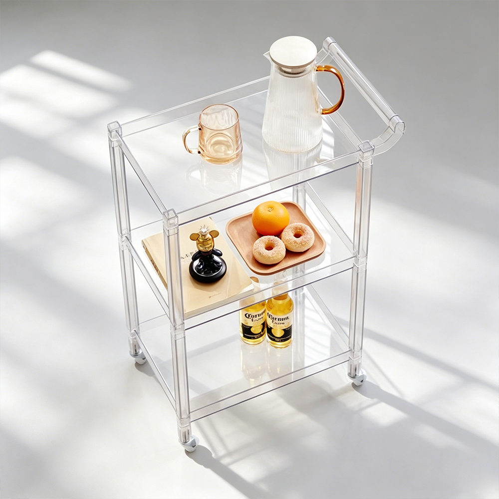 Clear Acrylic 3-Tier Bar Cart