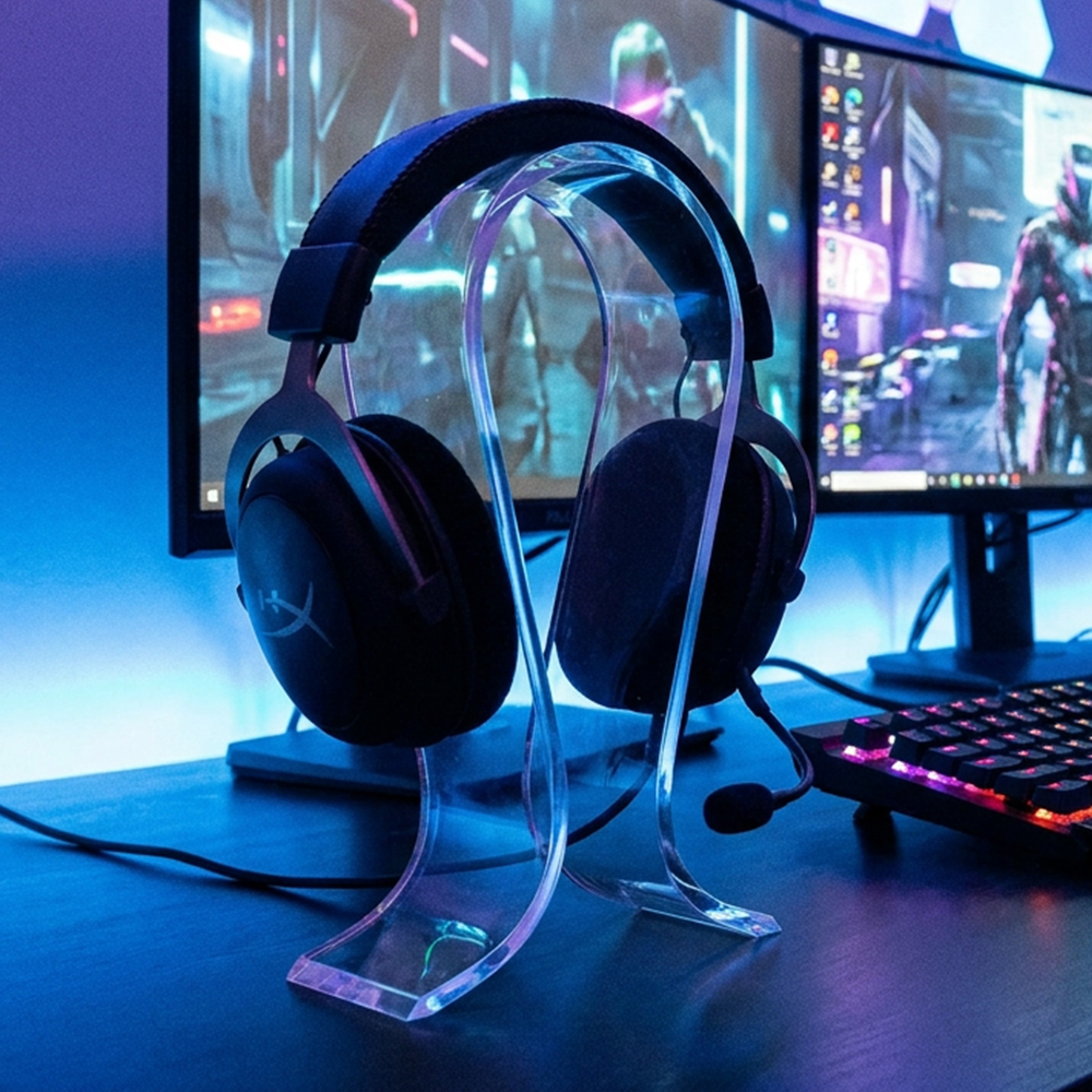 Clear Acrylic Headphone Stand | Custom Wholesale Gaming Headset Holder