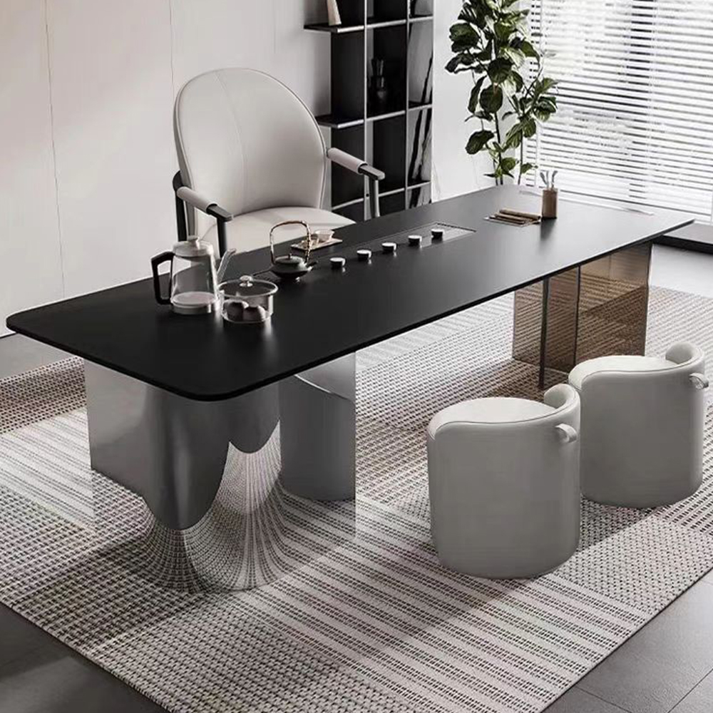 Home Office Integrated Tea Desk, Stainless Steel Base Conference Tea Table, Factory Custom Wholesale
