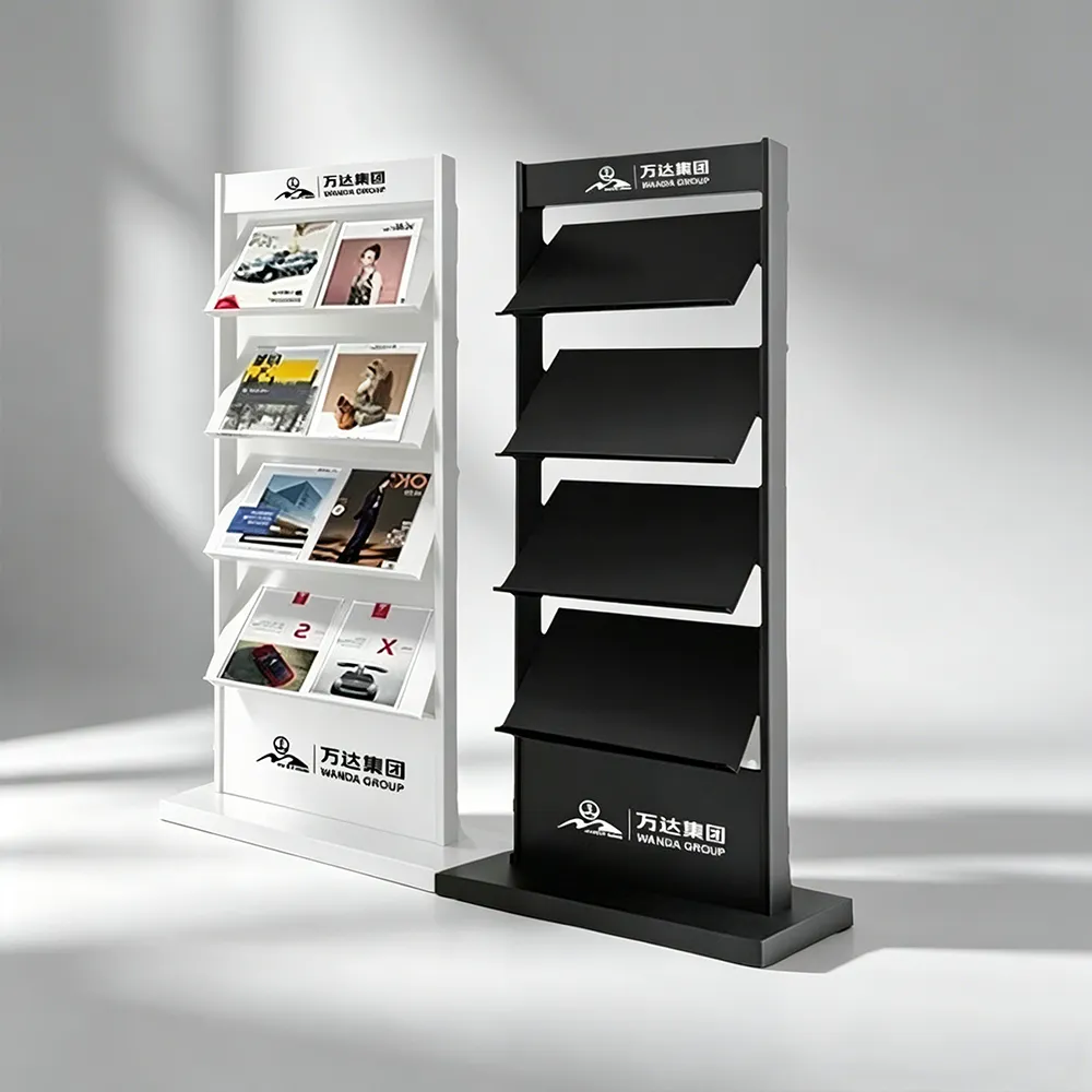 Acrylic Floor Standing Brochure Rack Custom Logo Magazine Display Stand