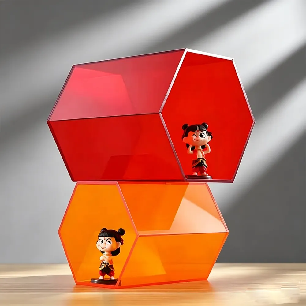 Acrylic Hexagon Display Box Modular Collectible Shelf.