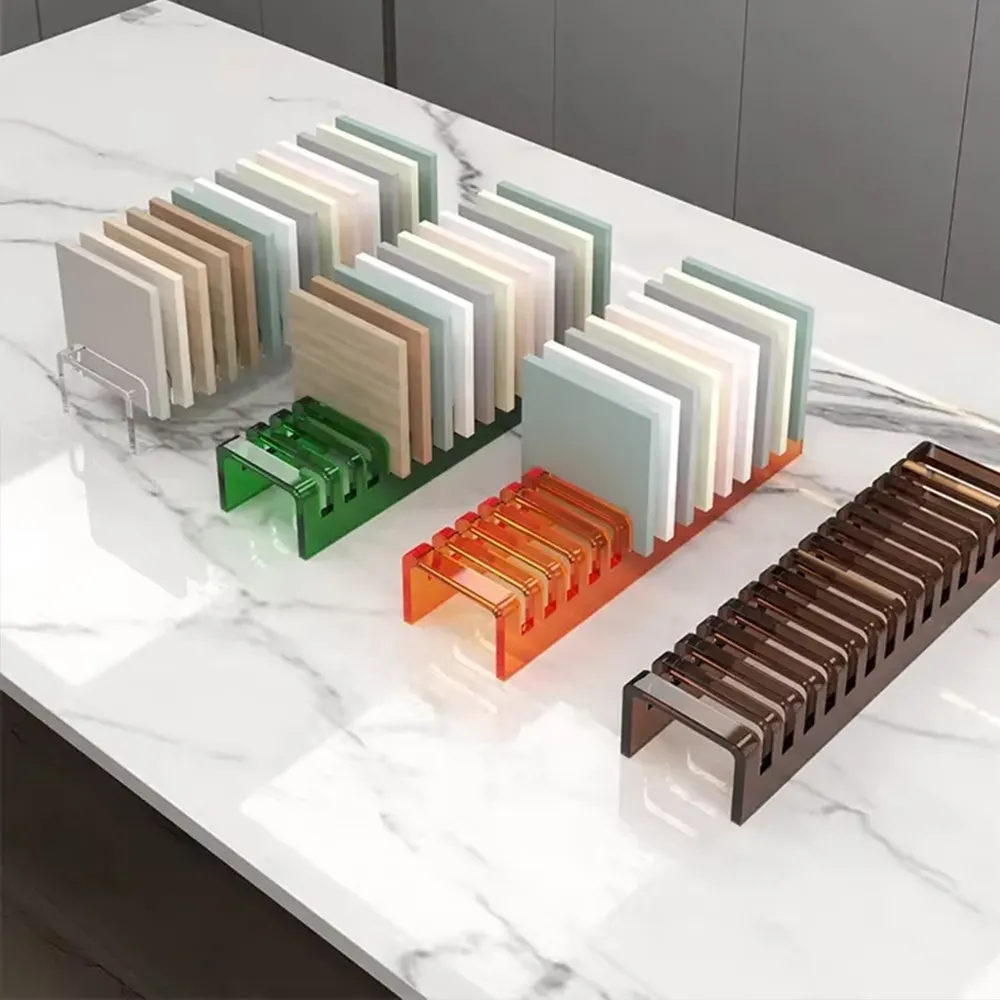 AcrylicWooden Color Swatch Display Stand Material Sample Organizer Rack.