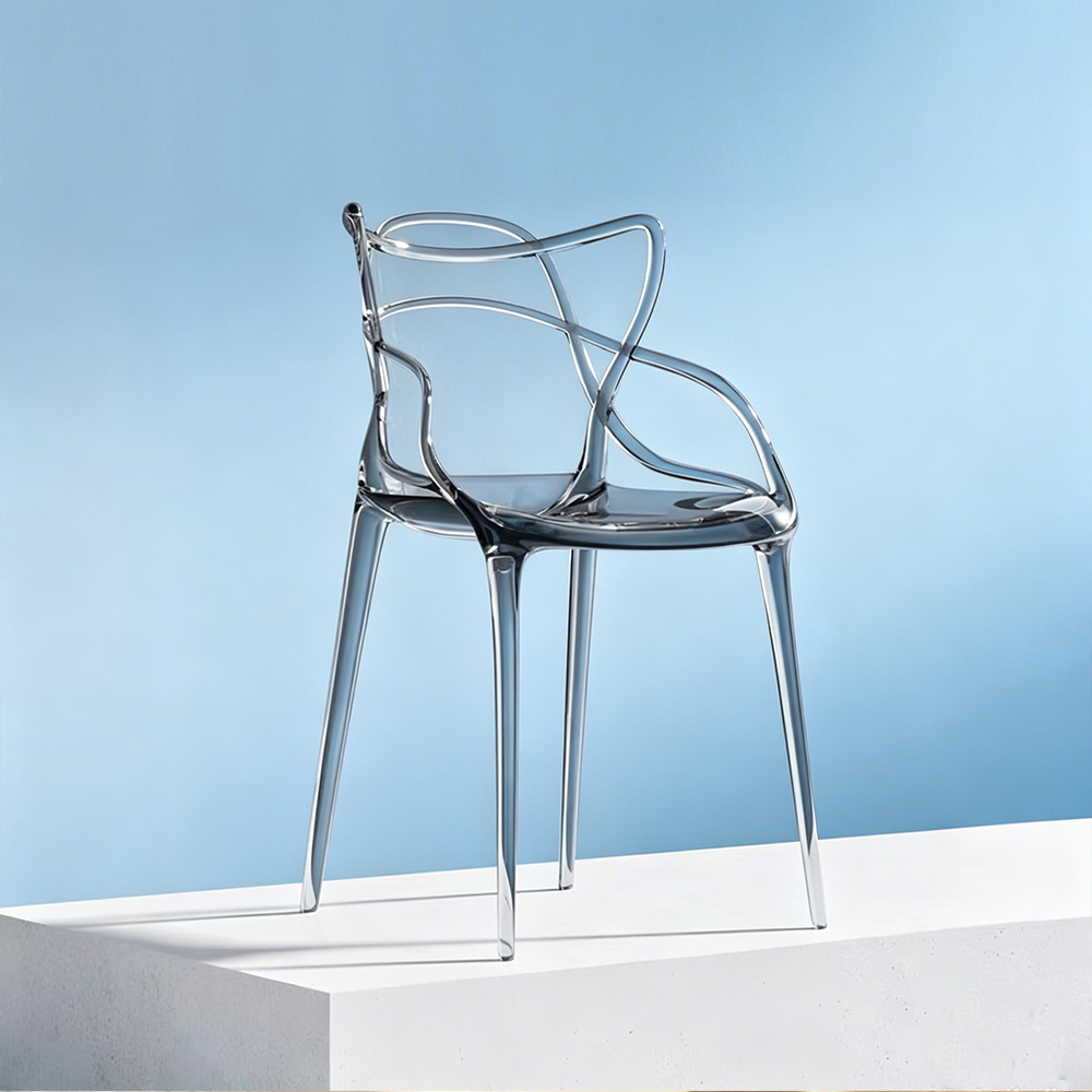 Amber Transparent Acrylic Arm Dining Chair Modern Luxury Crystal Style Home Dining Chair, Factory Custom Wholesale..
