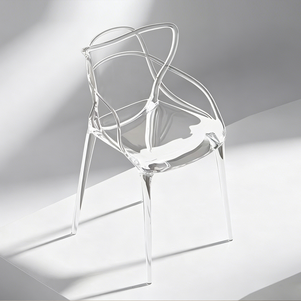 Amber Transparent Acrylic Arm Dining Chair Modern Luxury Crystal Style Home Dining Chair, Factory Custom Wholesale