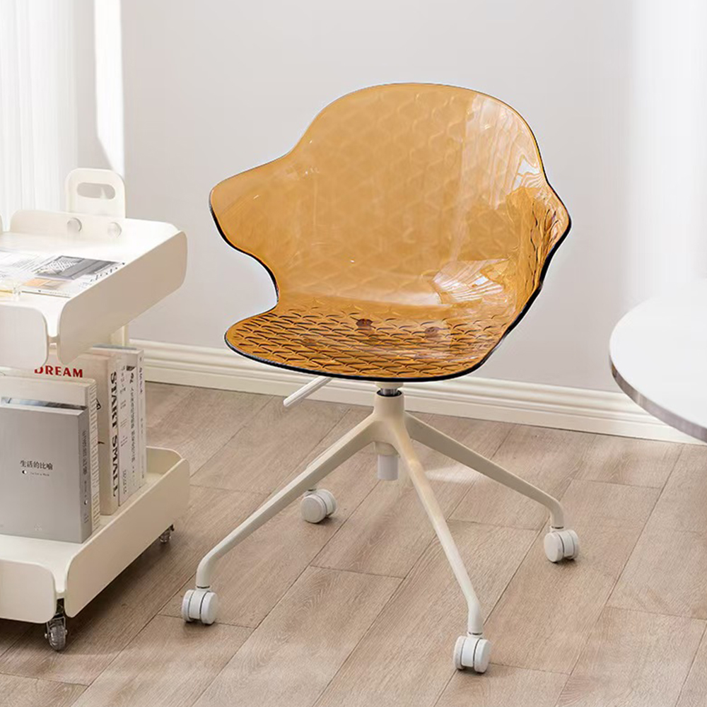 Amber Transparent Acrylic Swivel Office Chair Modern Minimalist Rolling Desk Chair, Adjustable Height, Home Leisure Chair, Factory Custom Wholesale