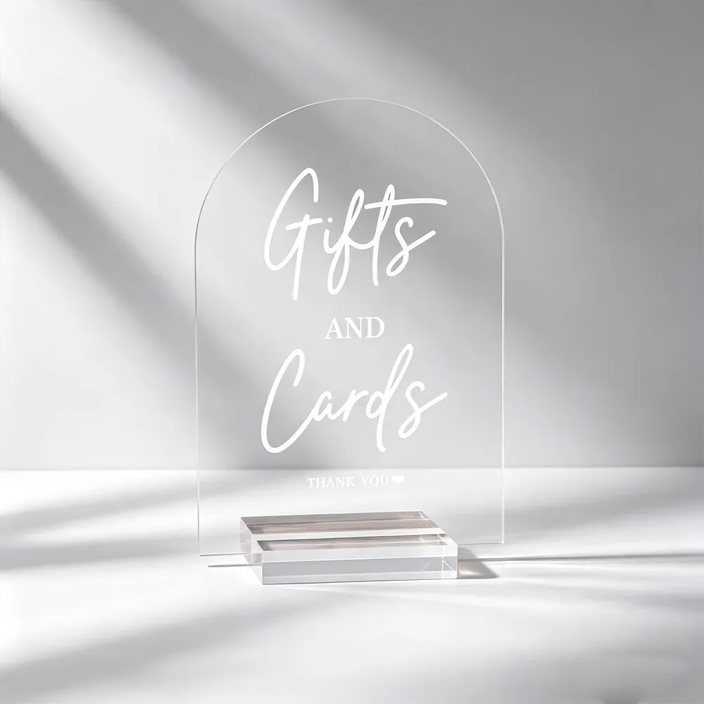 Arch Acrylic Wedding Gifts & Cards Sign Custom Tabletop Stand