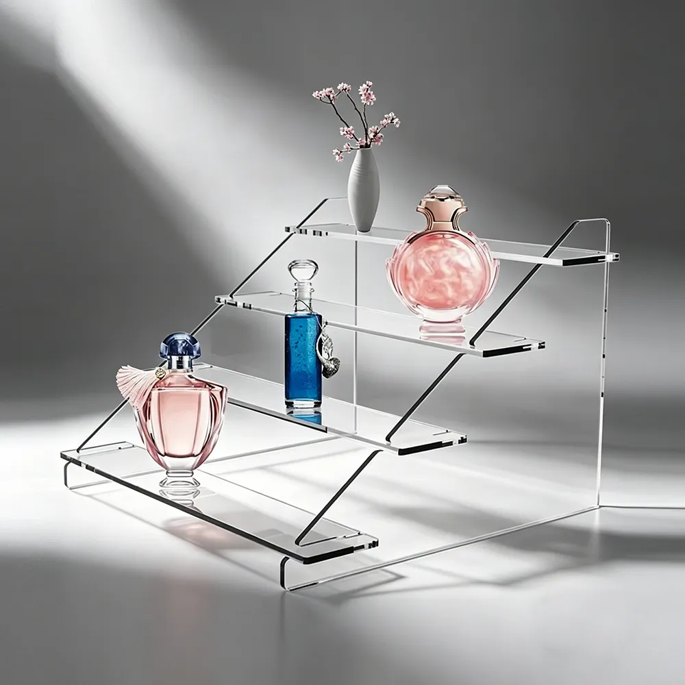 Clear Acrylic 4-Tier Step Display Stand Desktop Perfume & Figurine Organizer