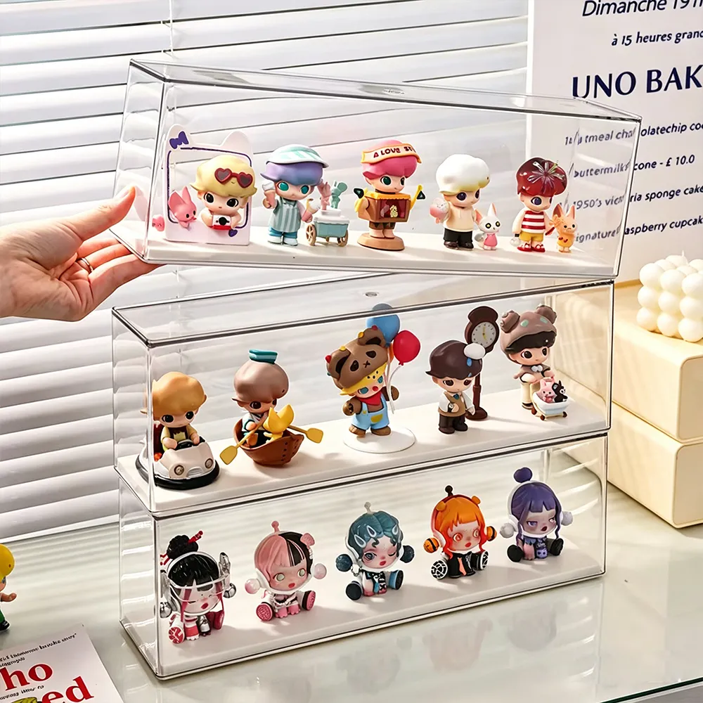 Clear Acrylic Blind Box Figure Display Case Dustproof Collectible Organizer.