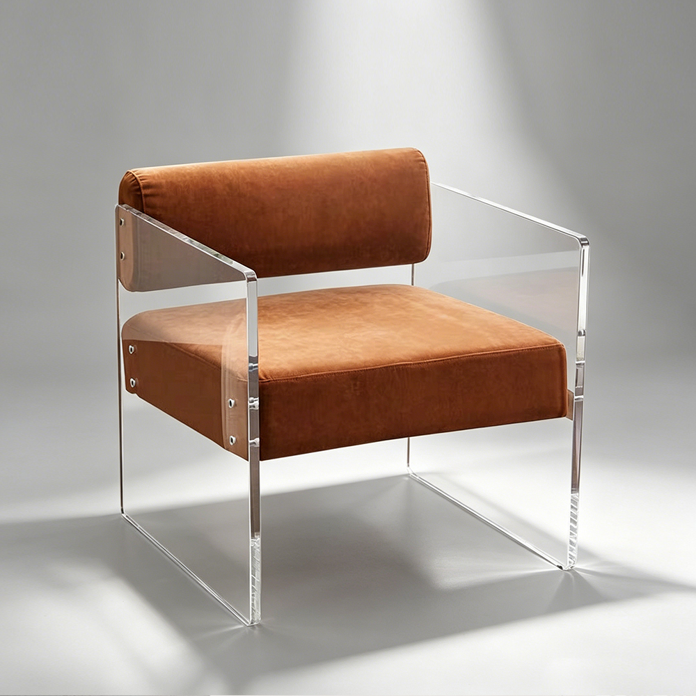 Clear Acrylic Frame Fabric Accent Chair Modern Luxury Living Room Armchair, Factory Custom Wholesale..