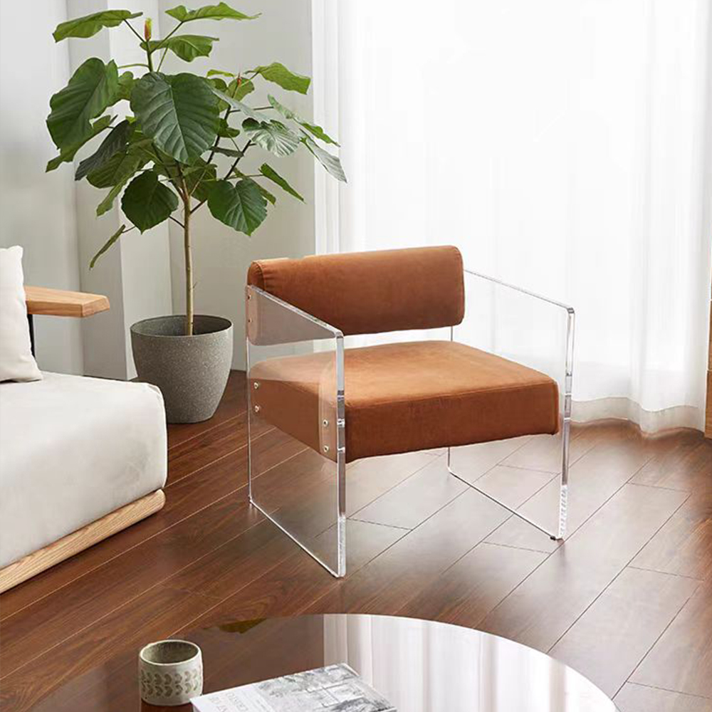Clear Acrylic Frame Fabric Accent Chair Modern Luxury Living Room Armchair, Factory Custom Wholesale.