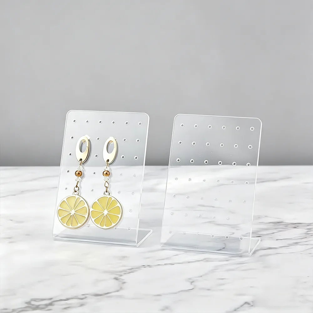 Clear Acrylic L-Shaped Earring Display Stand Multi-hole Stud Jewelry Organizer