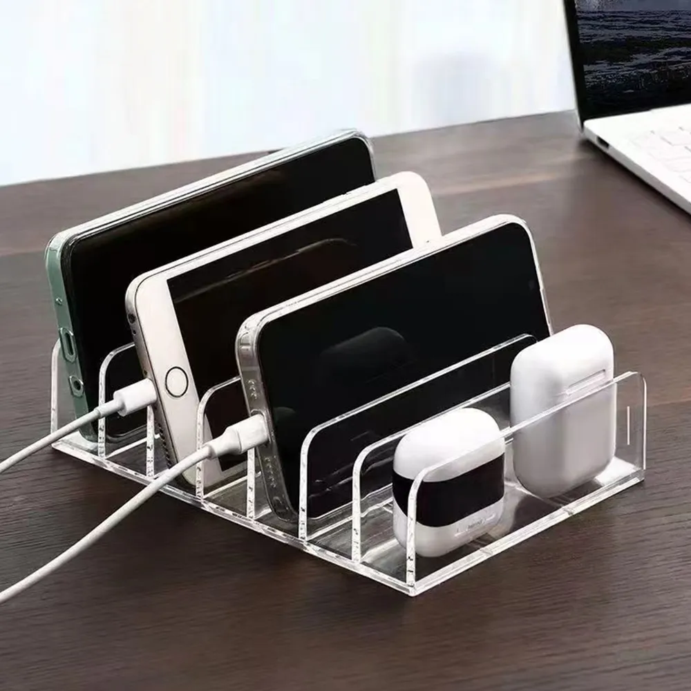 Clear Acrylic Multi-Compartment File Organizer Desktop Mail & Document Sorter..