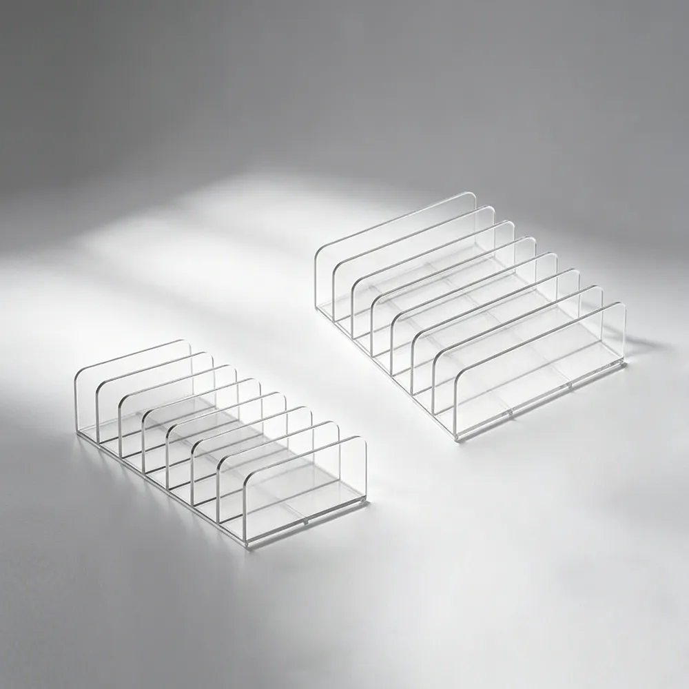 Clear Acrylic Multi-Compartment File Organizer Desktop Mail & Document Sorter