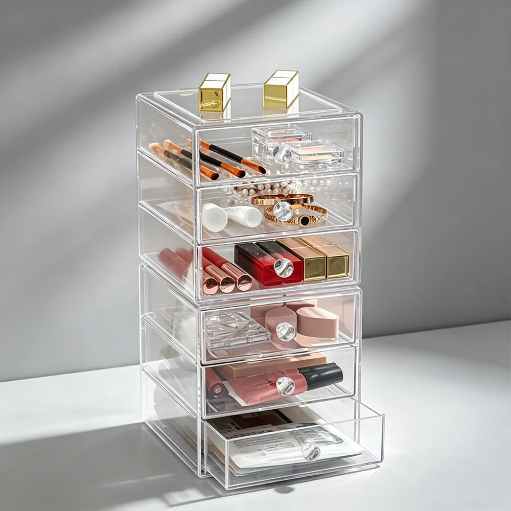 Clear Acrylic Multi-Drawer Makeup Organizer Desktop Cosmetic Storage Box