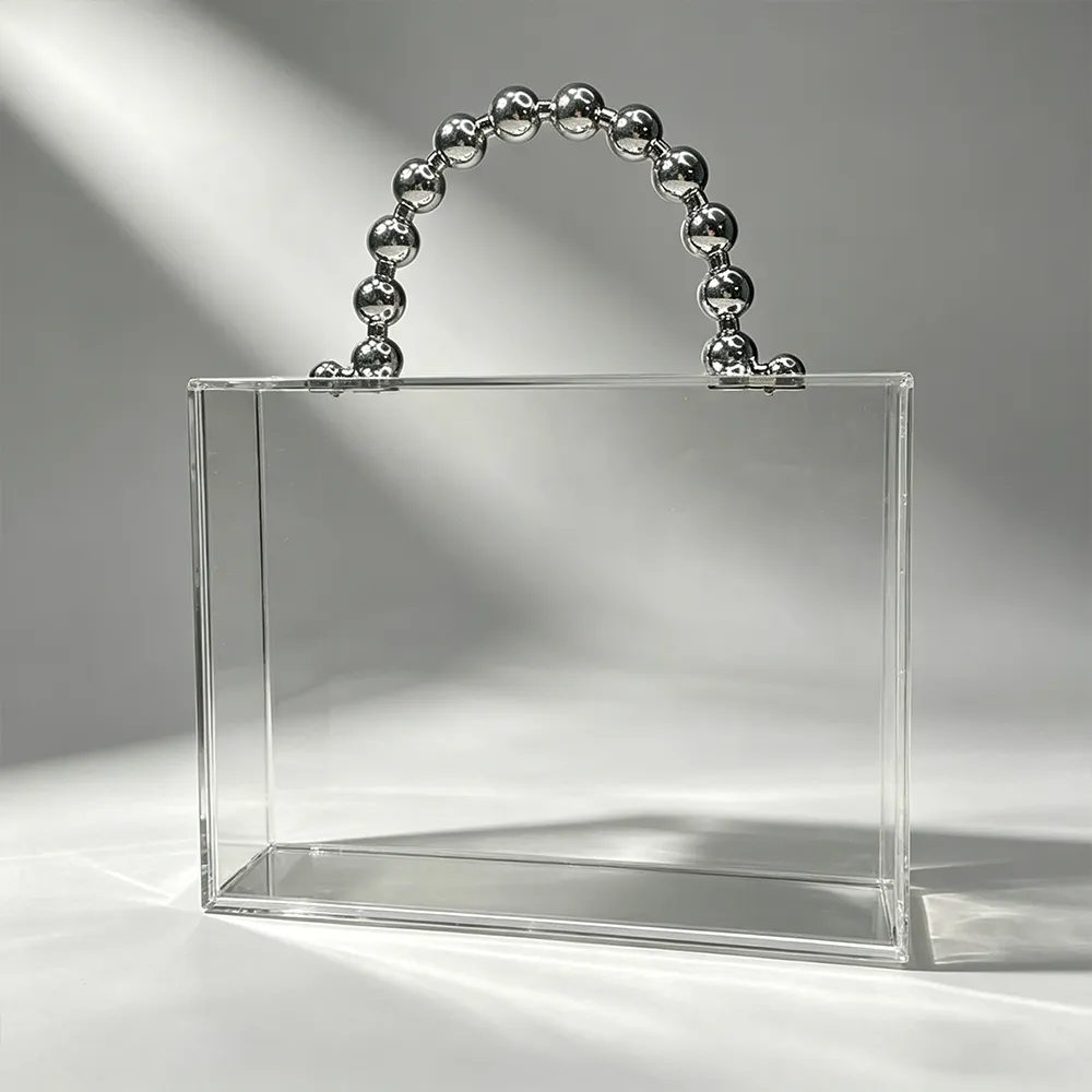 Clear Acrylic Pearl Handle Gift Bag Premium Wedding & Party Favor Box