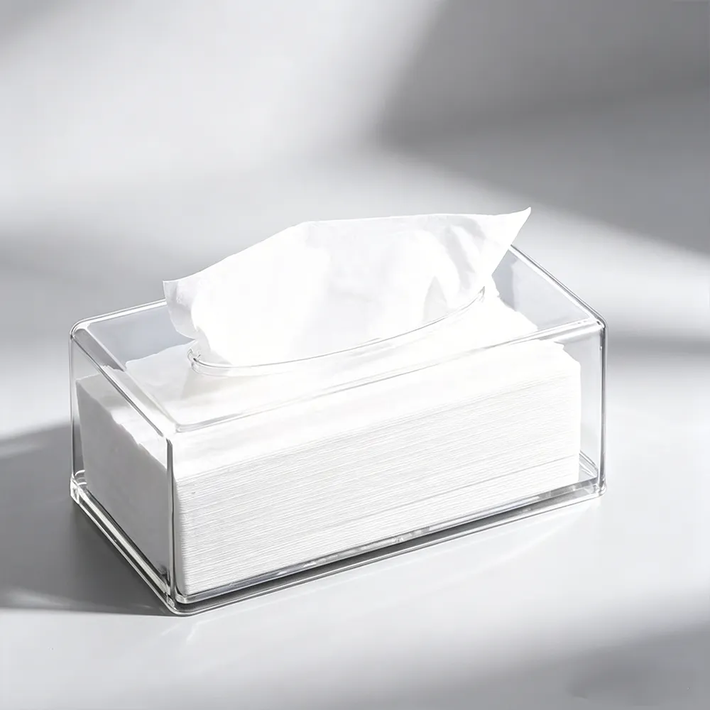 Clear Acrylic Rectangular Tissue Box Minimalist Ins-Style Napkin Holder