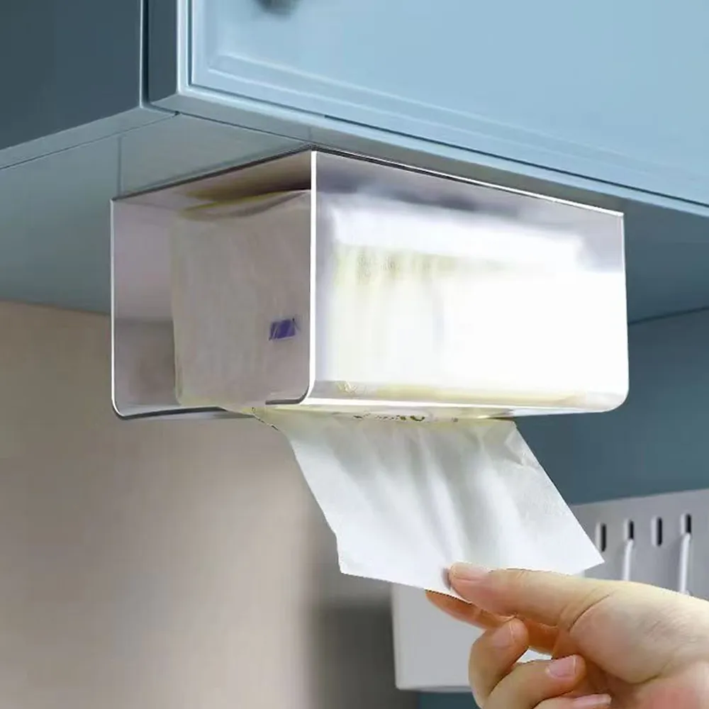 Clear Acrylic Rectangular Tissue Box Minimalist Ins-Style Napkin Holder.